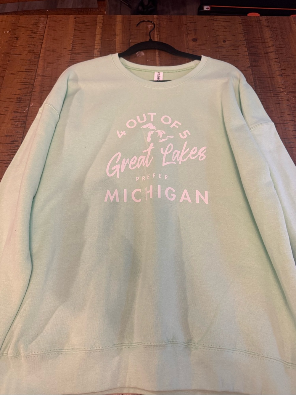 New Mint Sweatshirt Crew Neck 4 out of 5 Great Lakes Prefer Michigan